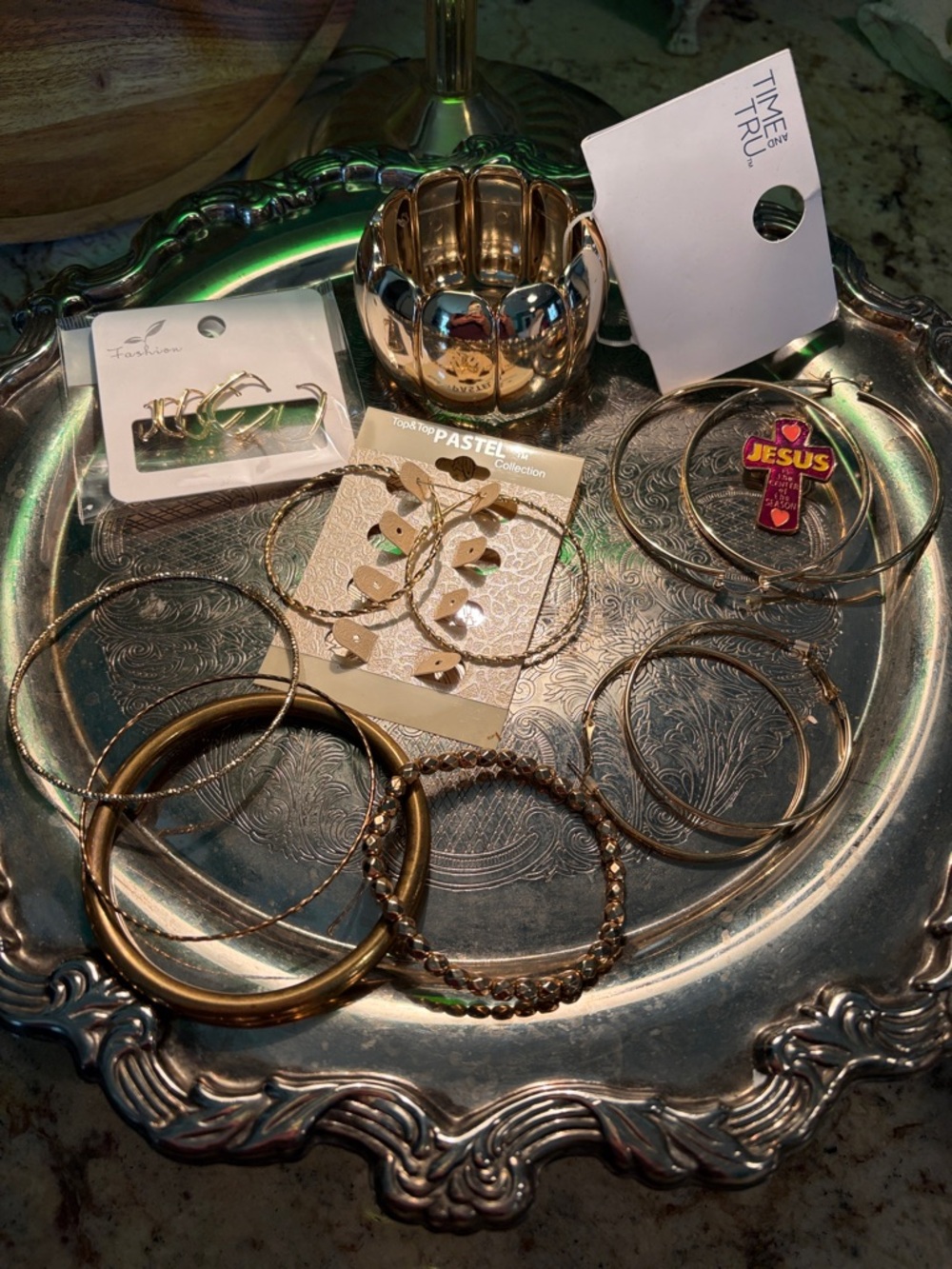 Gold Tone Mixed Bangle Bracelet Set